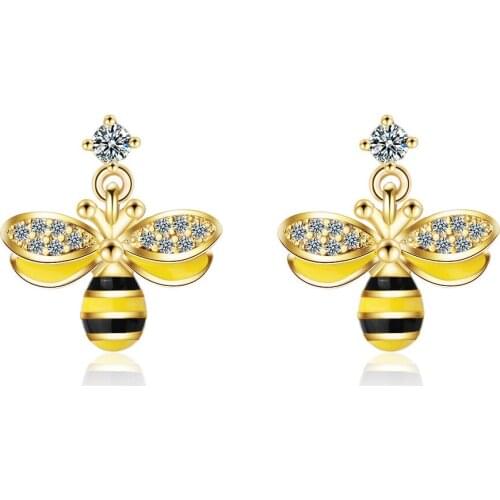 WYJZY Temperament bee lady earrings fashion trend clothing with earrings classic ladies anniversary surprise gift jewelry