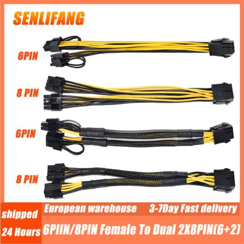 10PCS Well Tested 21CM 8PIN Cable PCI Express To Dual PCIE 8 (6+2)PIN Power Cable Graphics Card PCI-E GPU Power Data Cable