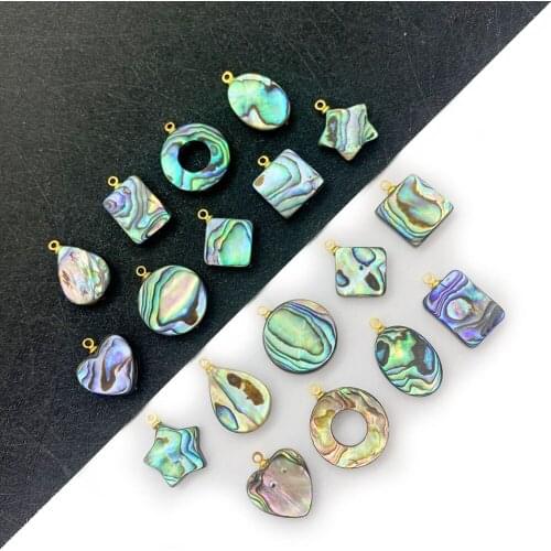 2pcs/bag Heart-shaped Pendant Natural Abalone Shell Beads Necklace Accessories DIY Making Charm Earring Supplies Jewelry