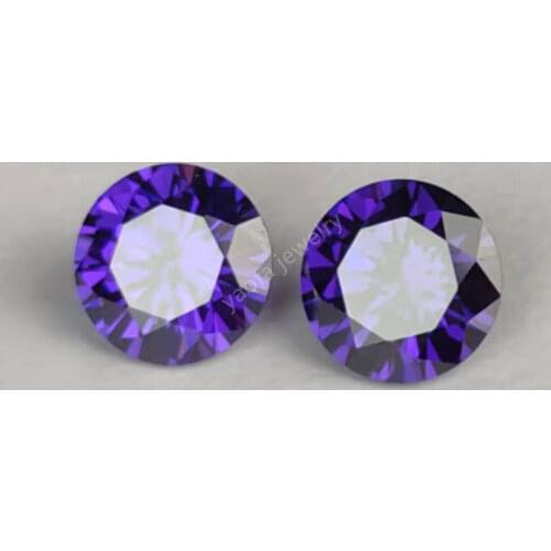 3~20mm Middle Violet Blue Color Synthetic Zircon Stone Round Shape Purple Loose CZ Gems Beads For Jewelry DIY Zirconia