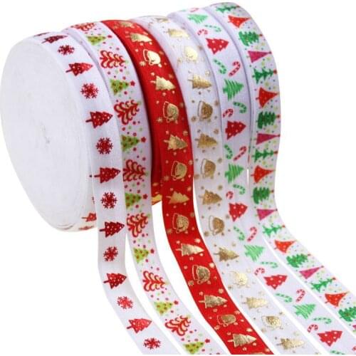5/8'' Christmas snowflake FOE fold over elastic heat transfer candy stripes dots for Headband DIY HAIR TIES welcome custom print