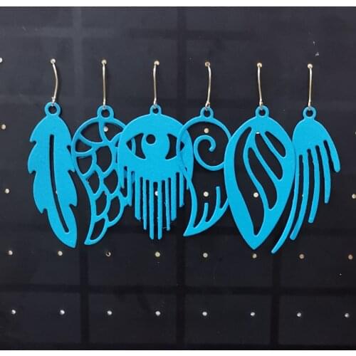 6pcs Feather Earring Metal Cutting Dies Crafts Eardrop Die Stencil For DIY Scrapbooking Paper/photo Cards Embossing Die
