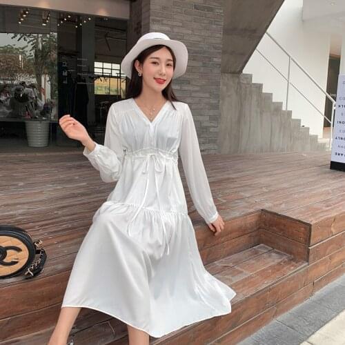 6103# Maternity Dress Spring Autumn V Neck Long Sleeve Easy Matching Loose Stylish Dress for Pregnant Women Mom Dress