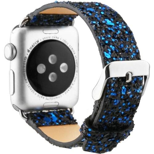 Shiny Glitter Power PU Leather Bling Luxury Wristwatch Bracelet Strap for Apple Watch Band Series 5/4/3/2/1 44 40mm 38 42mm