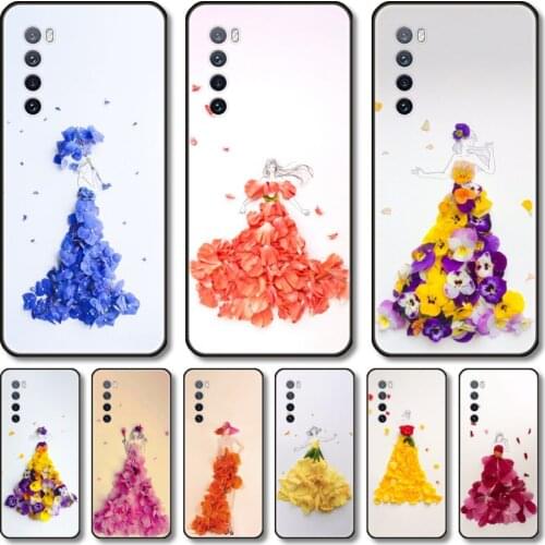 Girl and flowers Phone Case For Huawei Nova 2 3 4 5 6 7 8 SE i E Pro Lite black cell shell