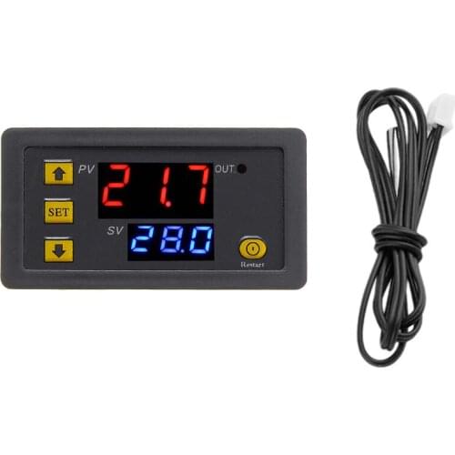 Digital Temperature Controller Thermostat W3230 DC 12V 24V AC110V-220V LED Display Heating Cooling White Black Waterproof Probe
