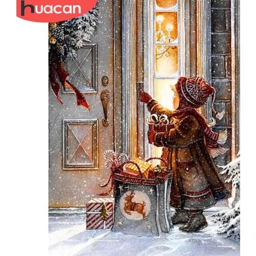 HUACAN Full Square Drill Diamond Painting Christmas 5d DIY Diamond Embroidery Child Cartoon Picture Of Rhinestone Decoration