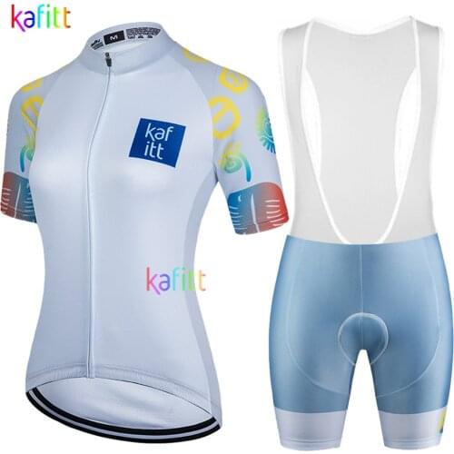 Kafitt Womens White Cycling Jersey Sets Bib Short Pants 2021 Breathable Outdoor Quick Drying Maillot Mujer Gel Pink Pad Summer