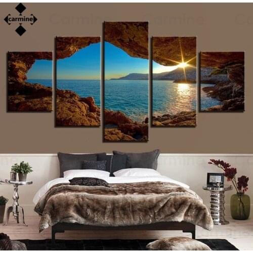 Beautiful Seaside Scenery Canvas Painting Marina Sunset Landscape Paintings Nordic Wall Art Poster Decor Living Room No Frame