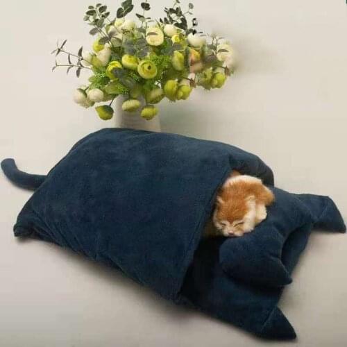 Cat Bed with Removable Pillow Warm Sleeping Cushion for Kitten and Small Dogs 4 Colors 3 Sizes Soft Winter Cat Supplies