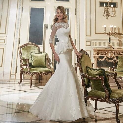 Appliques Lace 2 Pieces Mermaid Wedding Dresses With Detachable Half Sleeve Jacket Aliexpress Login Vestido De Noiva Sereia