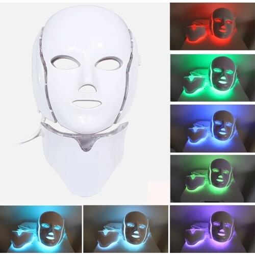 7 Colors led mask skin care tools Wrinkle tightening machine light therapy mask Neck Therapy Whitening beauty face care machine