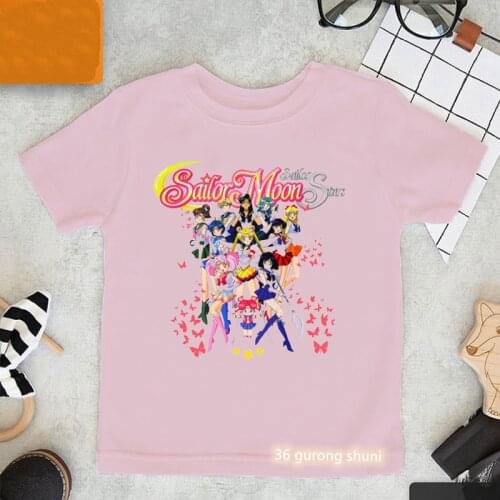Kawaii girls t-shirts cute girls graphic print Childrens clothing tshirt Harajuku hip hop girls t shirts pink tops wholesale