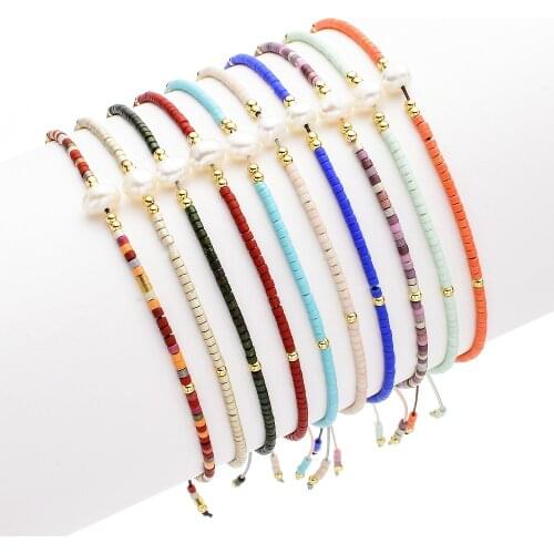 Hot Fashion Miyuki Charm Friendship Bracelets Bangles Delica Seed Beads Pearl Bracelet Rope Chain Adjustbale Bracelet For Women