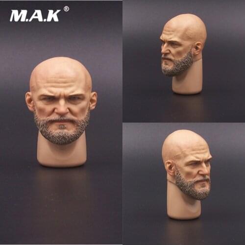1/6 Scale Male Soldier Head Carved Accessory Man Head Sculpture Bearded Head Sculpt Model for 12'' Action Figure Body