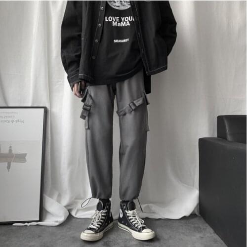 Male Streetwear Overalls Punk Harem Pants Men Hip Hop Joggers Pants 2021 Cargo Pants Mens Black Loose Sweat Pants