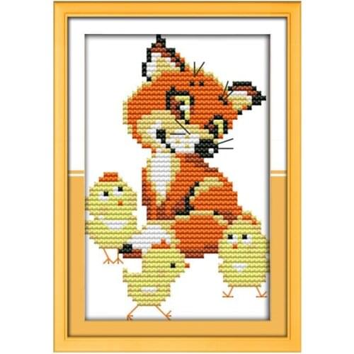 Joy Sunday Cross Stitch Kit Printed Embroidery 11ct Stamped Needlework Cartoon Painting for Children 14ct Counted Decoration Set