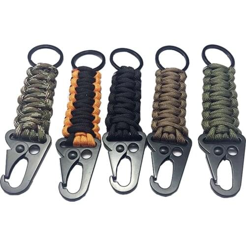 Outdoor Camping EDC Paracord Rope Survival Kit Military Cord With Carabiner Keychain Chain Ring Emergency MultifunctionTools