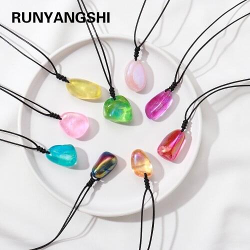 Natural Clear Quartz Irregular crystal pendant polished stone Electroplating candy color Crystal Necklace accessories