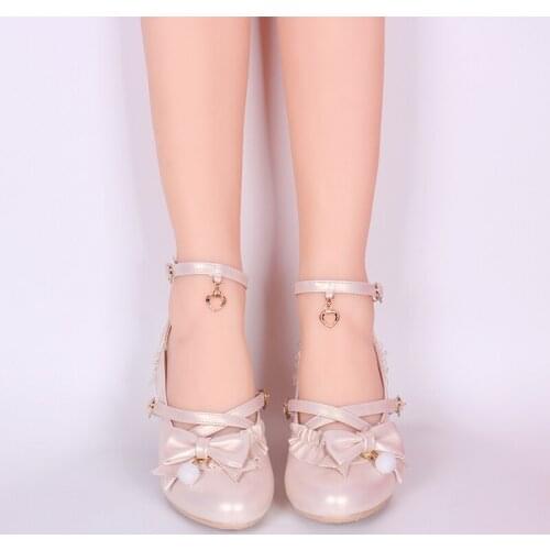 2021 New Sweet Girls Female Kawaii Tea Party Bow Buckle Women Feminine Japanese Loli Cute Anime Cosplay Lolita Shoes Mid Heel