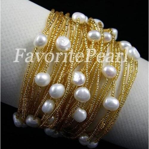 New Arrival Pearl Bracelet 7.5-8.2 inches 7-8mm 26 Strand AA White Color Natural Freshwater Pearl Bracelet Handmade Fine Jewelry