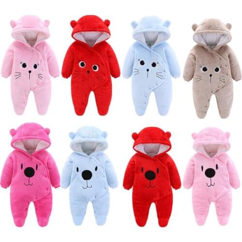 Baby clothing Boy girls Clothes Cotton Newborn toddler baby boy girl rompers cute Infant bear new born winter Hoodie romper