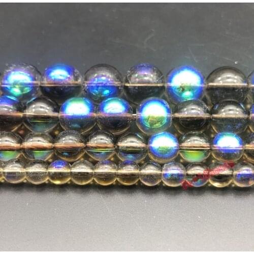 Wholesale Natural Stone Rainbow Plated Blue AB Cracked Quartz Crystals Beads For Bracelet Necklace Making