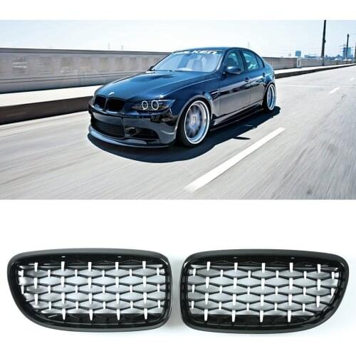 A Pair Diamond Grills For BMW E90 E91 318i 320i 325i 2009-2012 Car Kidney Grill Grille Front Bumper Racing Grill Car Accessories