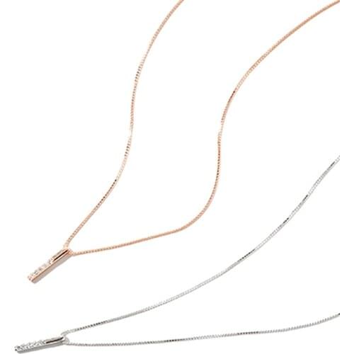 Simple Strip Pendant Necklace Inlay Cubic Zircon Geometric Jewelry Gifts For Women Wedding Party Dainty Charm Clavicle Chain