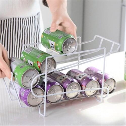 Refrigerator Transparent Can Storage Rack Kitchen Double Cans of Beverage and Beer Storage Cans Kitchen Organizer and Storage
