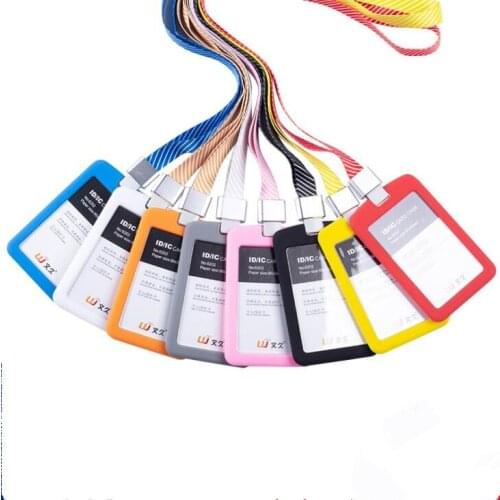 Color ID Card Holder Lanyard Badge Holder Name Identification Sleeve Dual Clear Business Exhibit Office school strap Neck Hang