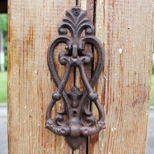 Rustic Fleur De Lis Cast Iron Door Handle European Home Garden Decor Heavy Metal Door Knocking Handle Handmade Retro Door Handle