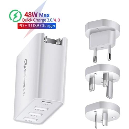 48W Quick Charger PD Type C USB C Charger for iPhone 7 8 Samsung Huawei Tablet Fast Wall Charger QC 3.0 US EU UK AU Plug Adapter