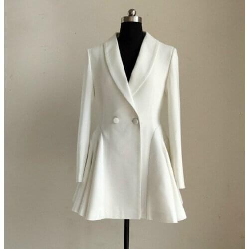 TVVOVVIN New Summer Styles Fashion Women Clothes Thin notched Collar Full Sleeves High Waist Double Button Jacket Dress DG099