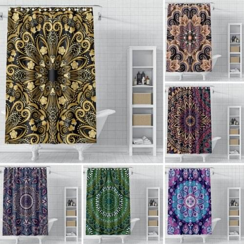 Vintage Bohemian Shower Curtain Mandala Abstract Shape High Quality Polyester Waterproof Moisture Resistant Bathroom Curtain