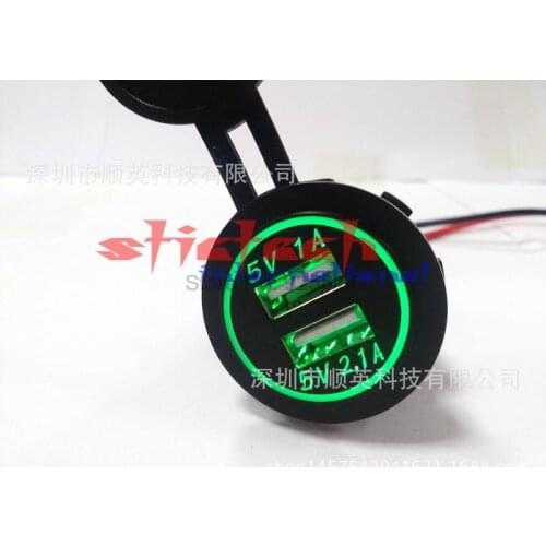 By dhl or ems 20pcs DC 12-32V Waterproof Universal Car Charger Vehicle Dual USB Charger 2 Port Power Socket 5V 2.1A/1A