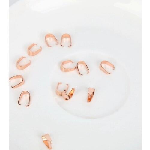 Rose Gold Silver Stainless Steel Pinch Clasps Hanger Bail Connectors Handmade Sieraden Jewelry Findings DIY Accessories 4*8mm