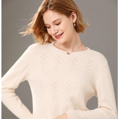 Womens pullover 2021 fall/winter new 100% wool sweater casual solid color cashmere sweater O-neck knitwear ladies tops thick