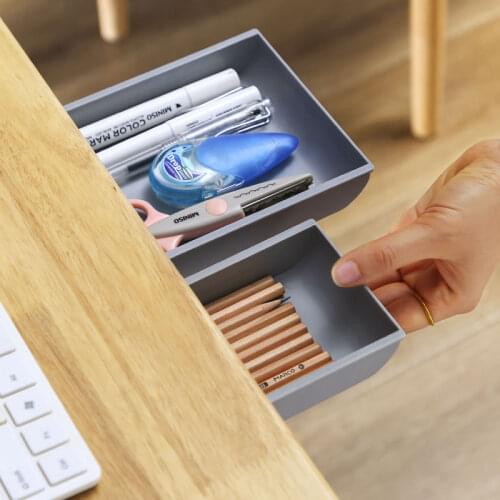 1Pcs Self Stick Desk Storage Drawer Pencil Tray Stand For Pens Under Desk Storage Drawer Hidden Under Drawer Box Organizer Box