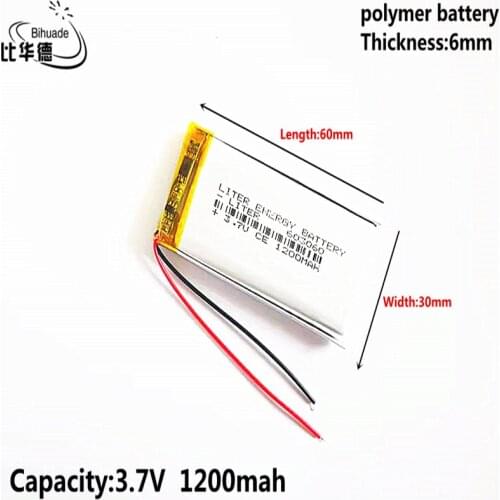 10pcs The high quality 3.7V 1200MAH 603060 Lithium Polymer LiPo Rechargeable Battery For Mp3 headphone PAD DVD bluetooth camera