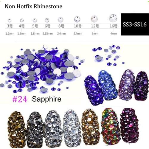 1440Pcs Crystal Rhinestones SS3-SS16 Dark Blue Crystal Strass Hotfix Rhinestone For Clothes Non Hot Fix Nails Stones And Crystal
