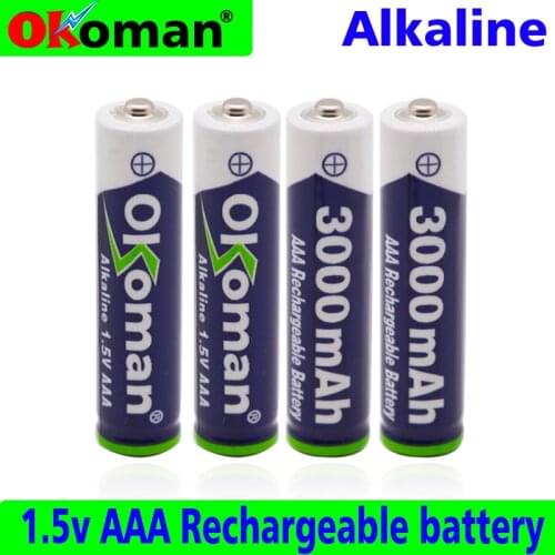 2021 New Brand AAA Battery 3000mAh 1.5V AAA Alkaline Rechargeable Battery for Remote Control Toy light Batery free shipping