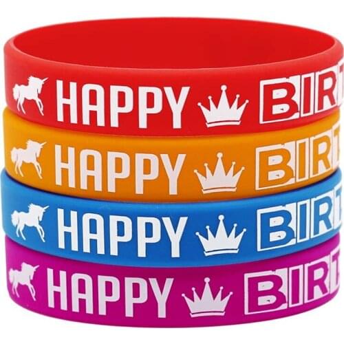 300pcs Happy Birthday Silicone Bracelets Rubber Wristbands Free Shipping by DHL