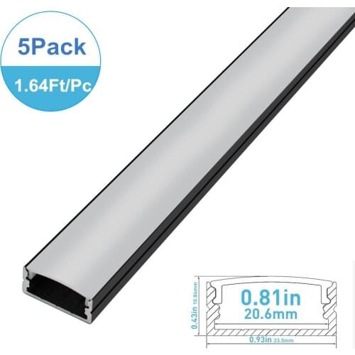 5Pack 3.3ft/1M U04 U-shape LED Aluminum Profile w/ Milky White Cover End Caps and Mounting Clips for 12mm LED Strip Installation