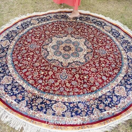 6'x6' Persian hand-woven indoor silk area carpet qum silk carpet (ZQG446A)