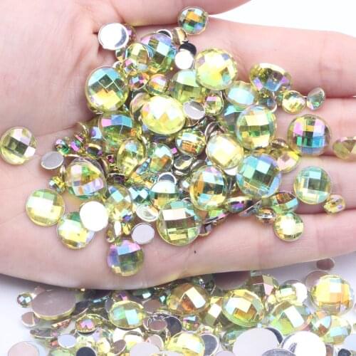 Acrylic Craft DIY Gems Flatback Earth Facets Light Orange AB Acrylic Rhinestone Strass High Shine Nail Art Decorations