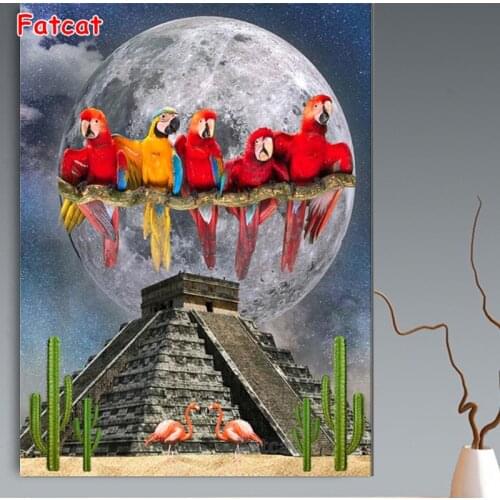 Diy 5D Diamond Painting Animal Parrot Earth Full Square Round Diamond Mosaic Handmade Gift Flamingo Wedding Decoration PP2681