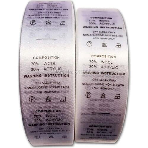 Free shipping 1000 pcs/lot STOCK 70% WOOL care labels/custom clothing silk care labels/garment printed tags/hang tag/woven label