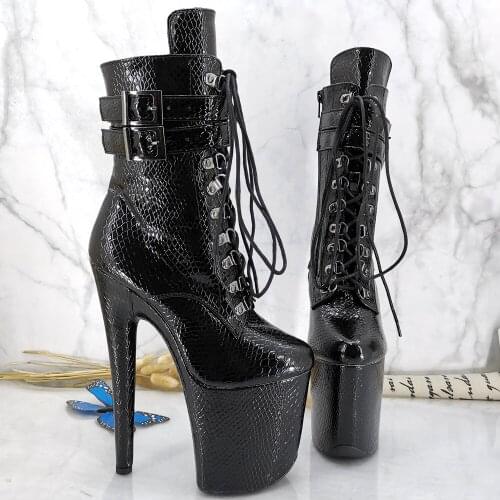 Leecabe 20CM/8inches Pole dancing shoes High Heel platform Boots closed toe Pole Dance boots