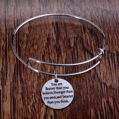 You're Braver Stronger Smater Pendants Charms Bracelet Women Men Jewlery Bangle Gifts Best Friends Bracelet